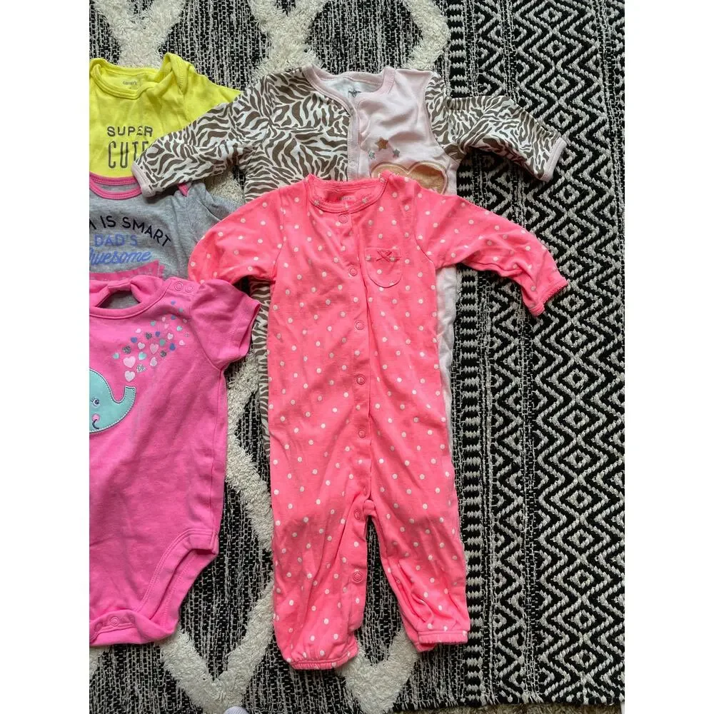 Carters and more Baby girls sleepers and tops bundle size 6mo
